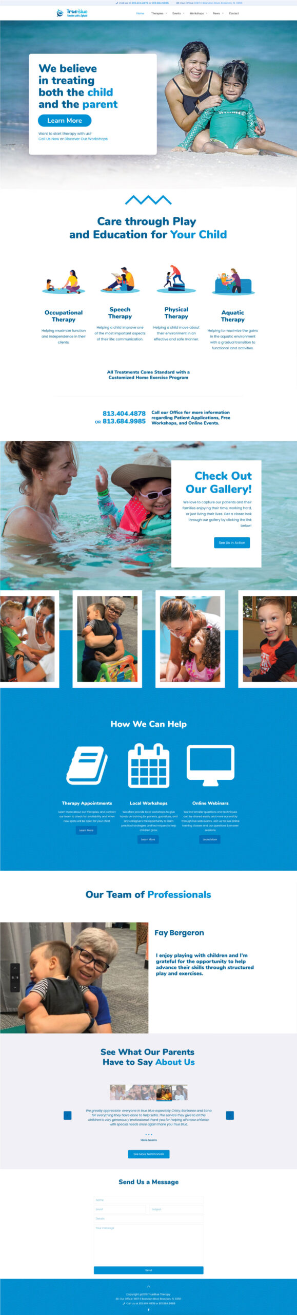 TrueBlue Therapy Website Homepage