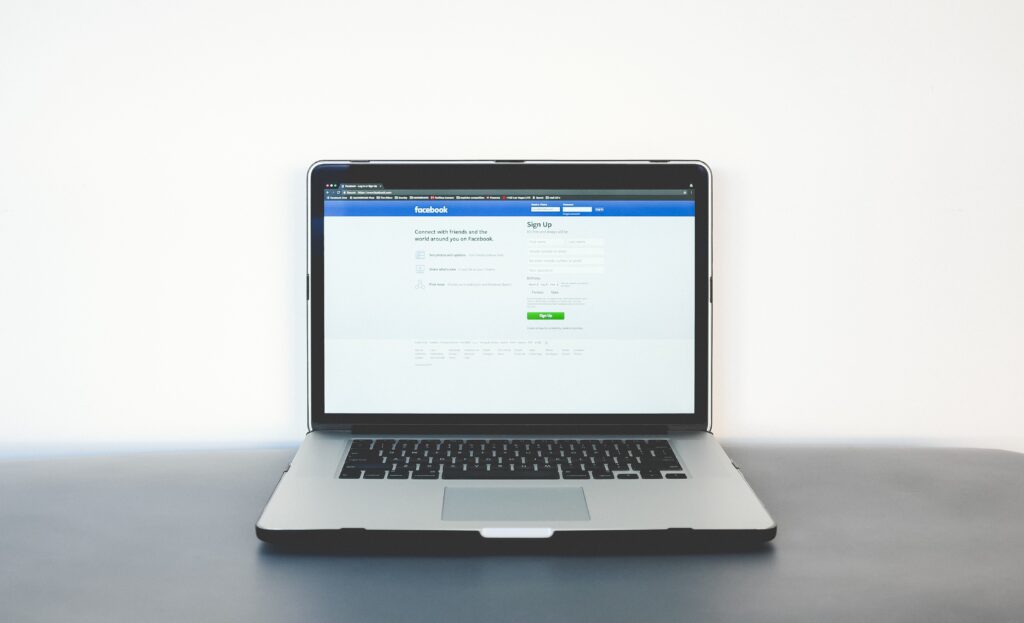 Facebook on a Laptop Screen