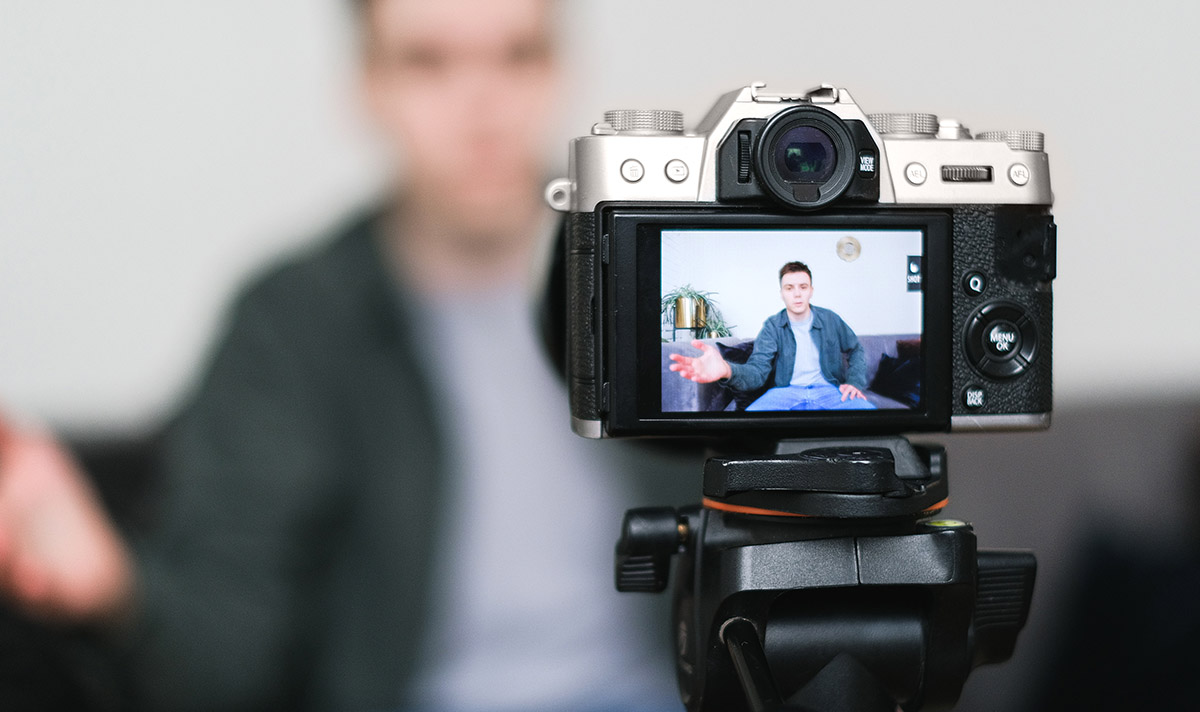 Man Recording Himself On Camera