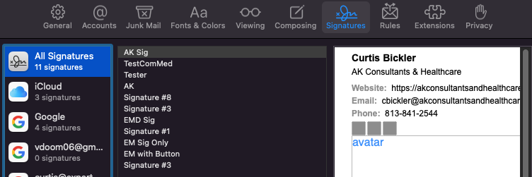 Screenshot of Apple Mail Email Signature