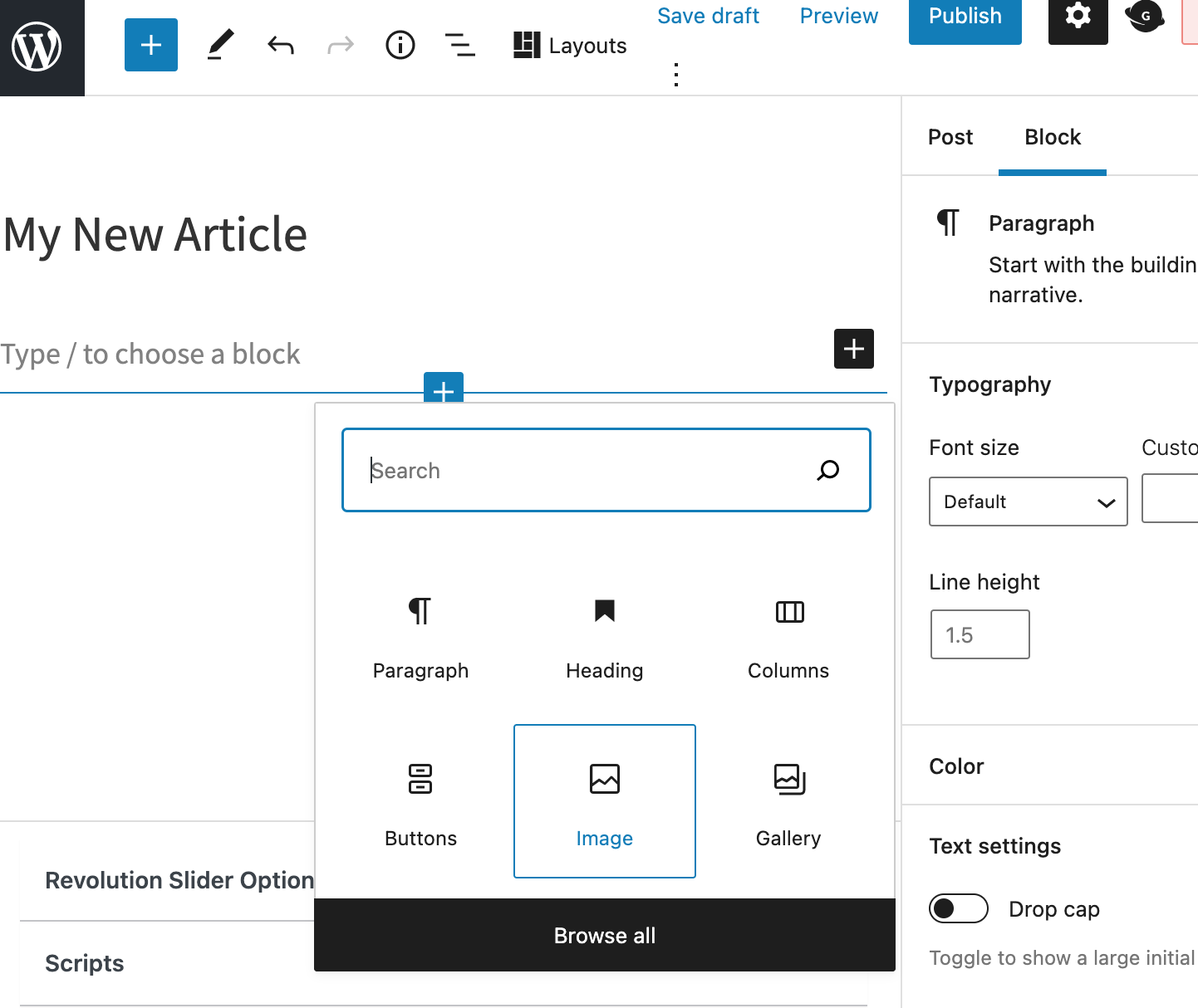 Wordpress article screen