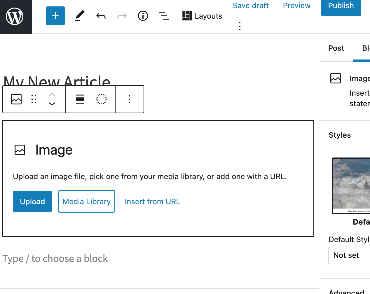 Wordpress article screen