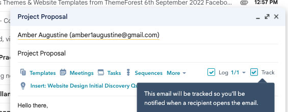 Screenshot of New Email Composition in Gmail with Tracking Options