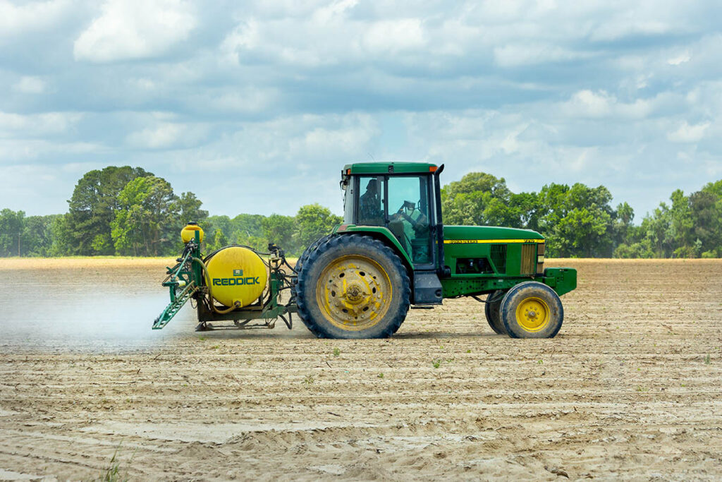 tractor in a field